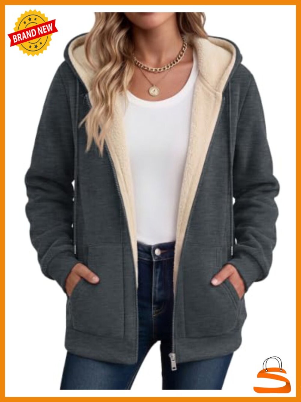 Zeagoo Sherpa Fleece Jacket Full Zip Hooded Thick Warm Winter Coat
